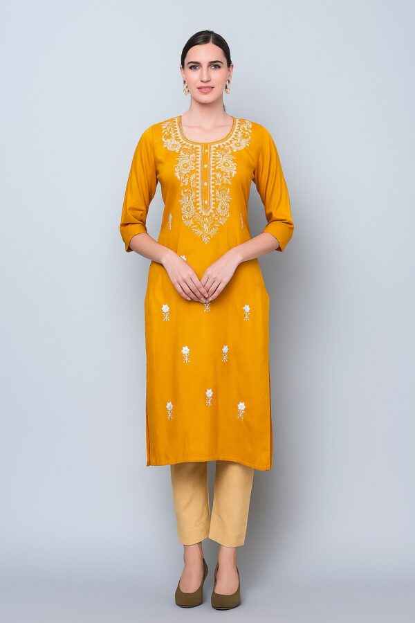 Straight-Cut Embroidered Kurta